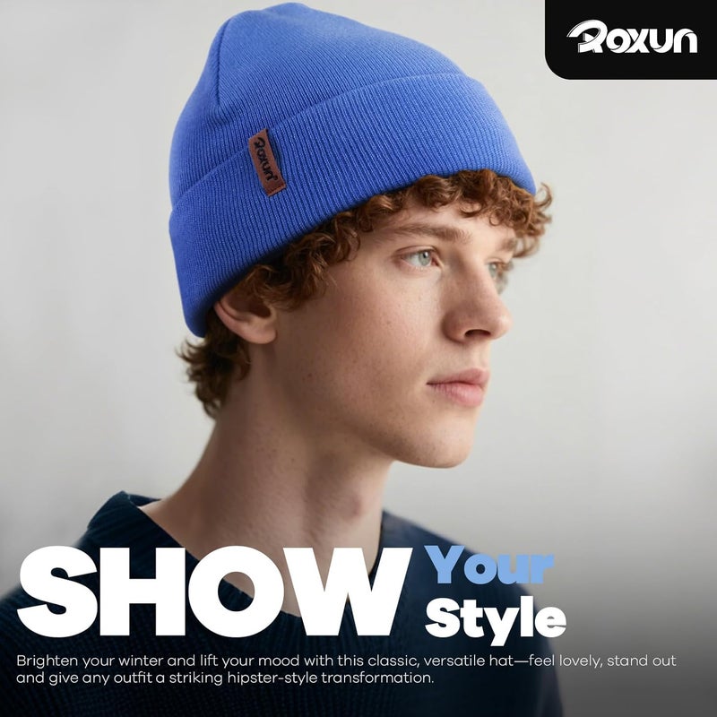 ROXUN Beanie for Men/Women Winter Hat Knit Cuffed Soft Warm Unisex Skull Stocking Cap - Image 4